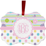 Girly Girl Metal Frame Ornament - Double Sided w/ Monogram