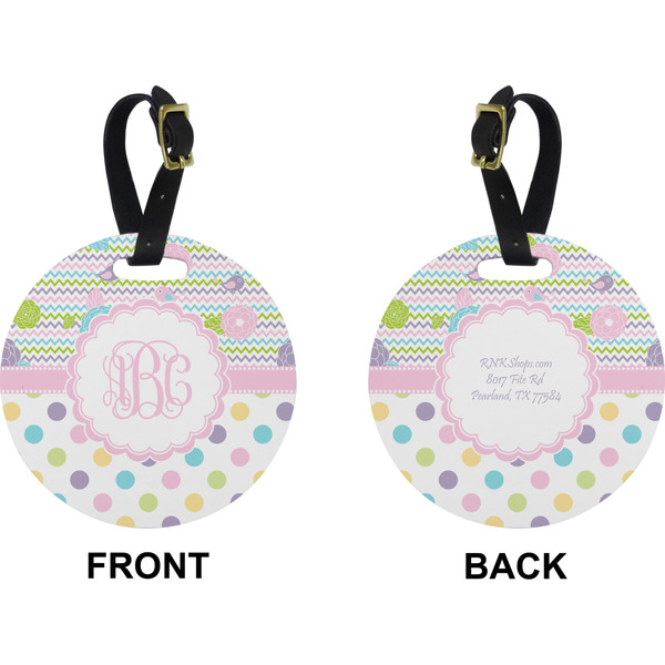 Girly Girl Circle Luggage Tag (Front + Back)