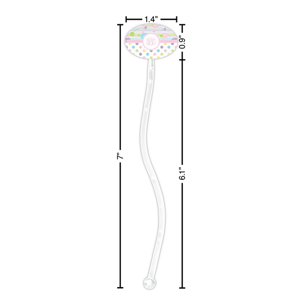 Girly Girl Clear Plastic 7" Stir Stick - Oval - Dimensions