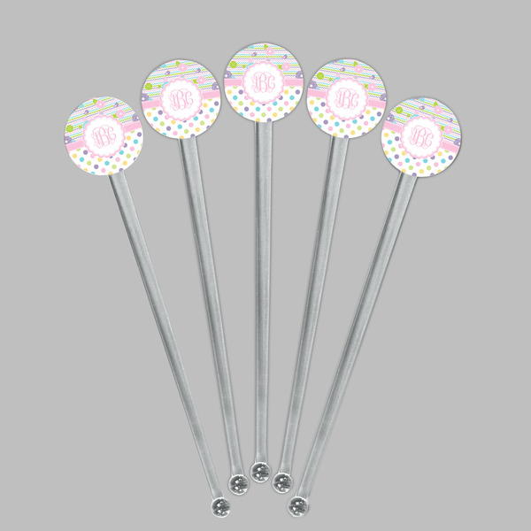 Girly Girl Clear Plastic 7" Stir Stick - Round - Fan View