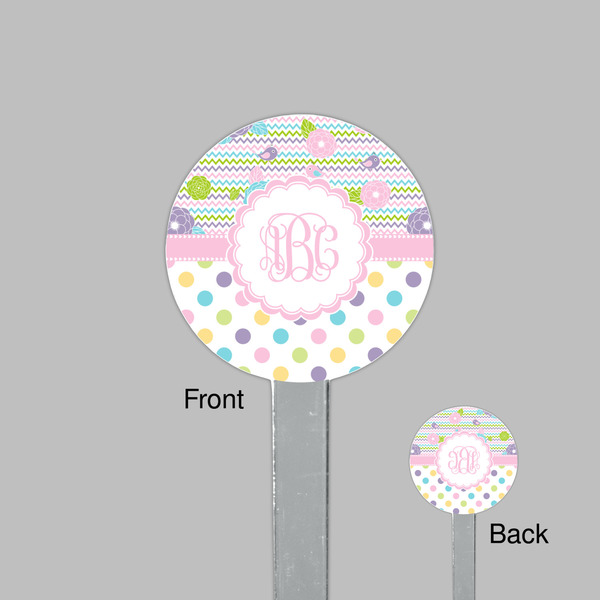 Girly Girl Clear Plastic 7" Stir Stick - Round - Front & Back