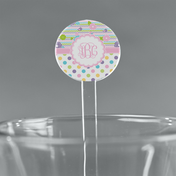 Custom Girly Girl 5.5" Round Plastic Stir Sticks - Clear (Personalized)