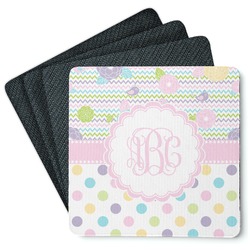Girly Girl Square Rubber Backed Coasters - Set of 4 (Personalized)
