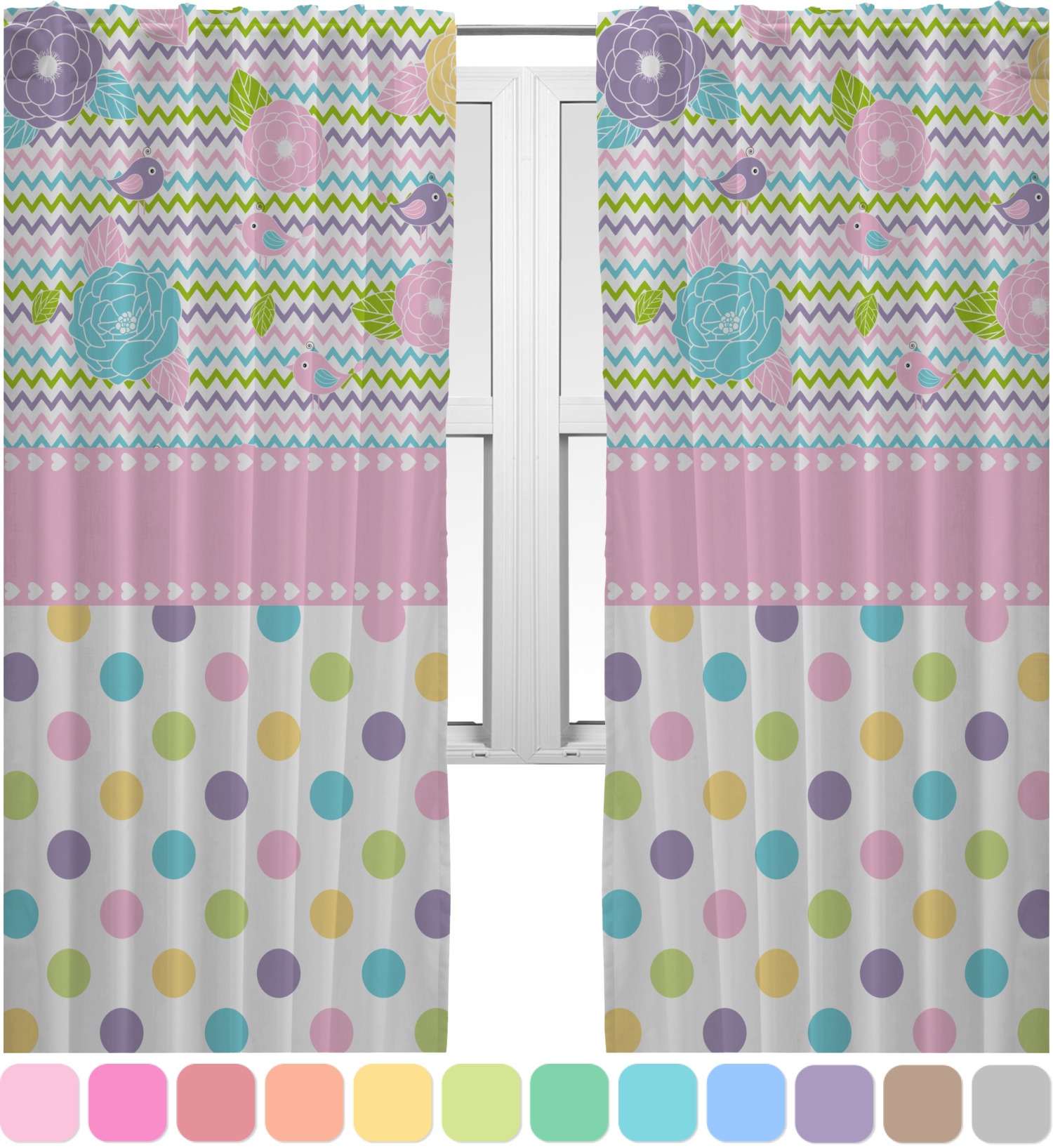 Girly Girl Curtains 20"x54" Panels Lined (2 Panels Per Set) (Personalized) You Customize It