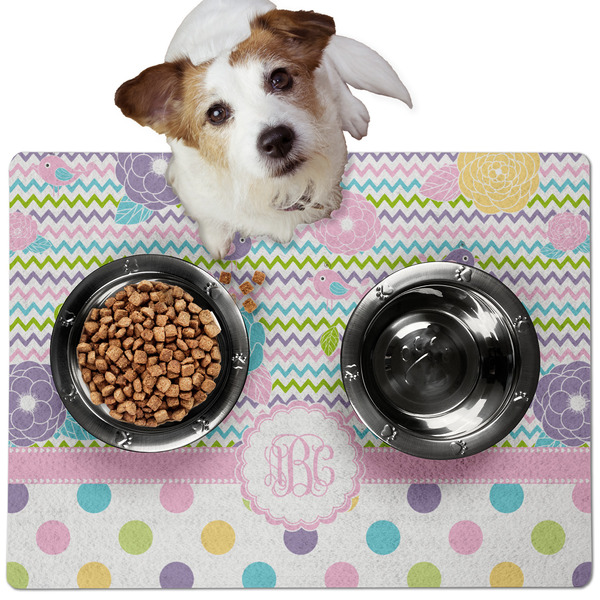 Girly Girl Dog Food Mat - Medium LIFESTYLE