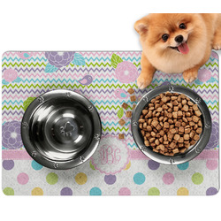 Girly Girl Dog Food Mat - Small w/ Monogram