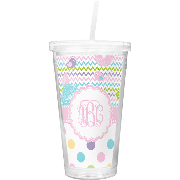 Custom Girly Girl Double Wall Tumbler with Straw (Personalized)