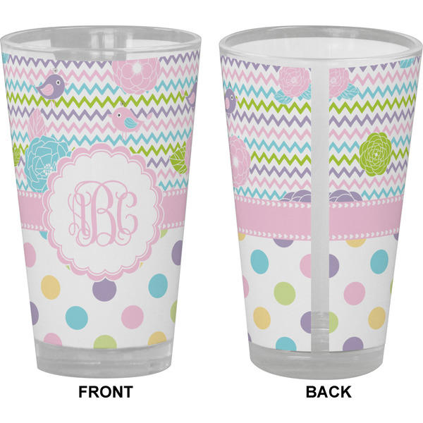 Girly Girl Pint Glass - Full Color - Front & Back Views