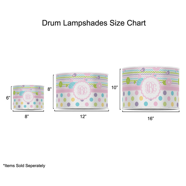 Girly Girl Drum Lampshades - Sizing Chart