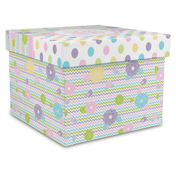 Custom Girly Girl Gift Box with Lid - Canvas Wrapped - X-Large (Personalized)