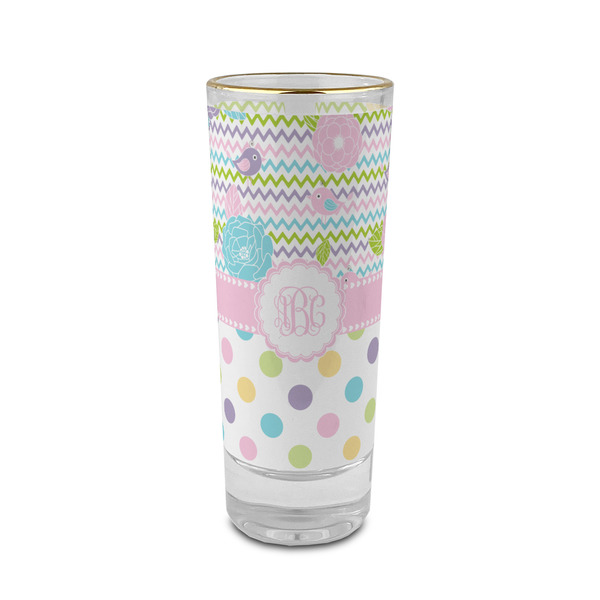 Custom Girly Girl 2 oz Shot Glass -  Glass with Gold Rim - Set of 4 (Personalized)