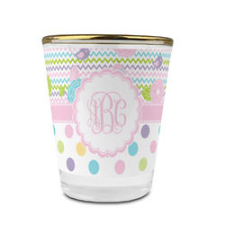Girly Girl Glass Shot Glass - 1.5 oz - with Gold Rim - Single (Personalized)