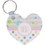 Girly Girl Heart Plastic Keychain w/ Monogram