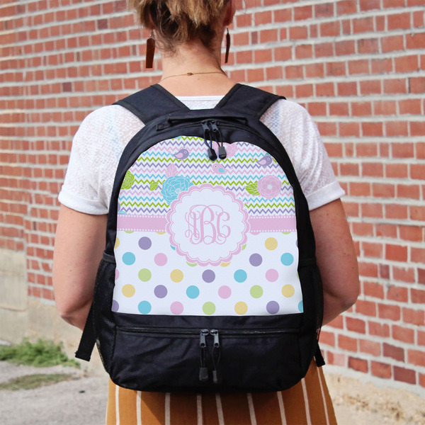 Girly Girl Large Backpack - Black - On Back