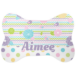 Girly Girl Bone Shaped Dog Food Mat (Personalized)