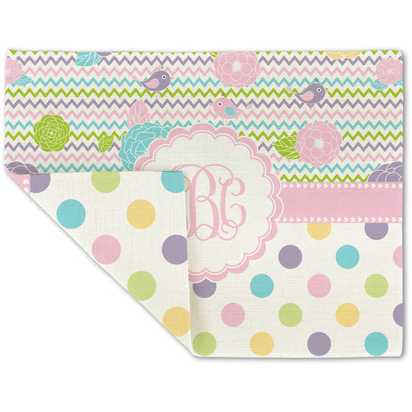 Custom Girly Girl Double-Sided Linen Placemat - Single w/ Monogram