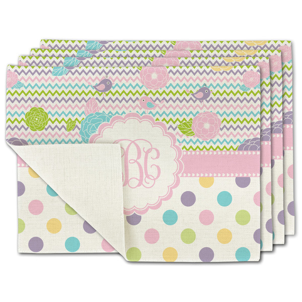 Custom Girly Girl Single-Sided Linen Placemat - Set of 4 w/ Monogram