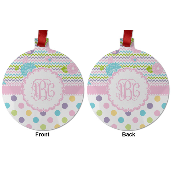 Girly Girl Metal Ball Ornament - Front and Back