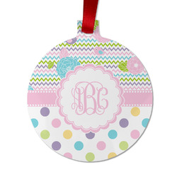 Girly Girl Metal Ball Ornament - Double Sided w/ Monogram
