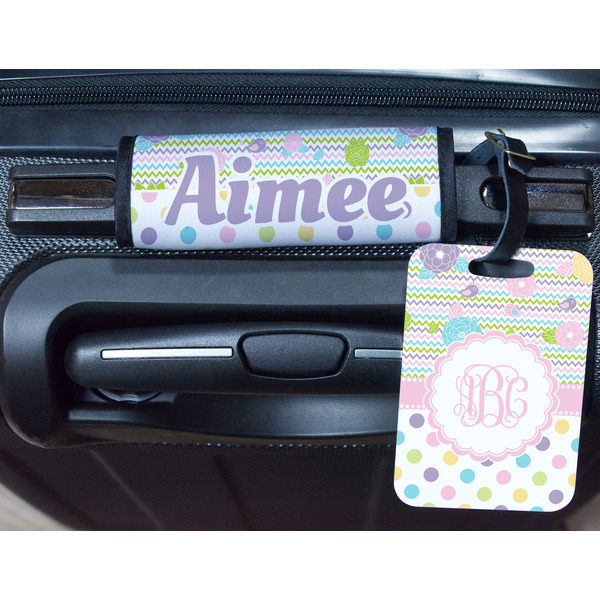 Girly Girl Metal Luggage Tag & Handle Wrap - In Context
