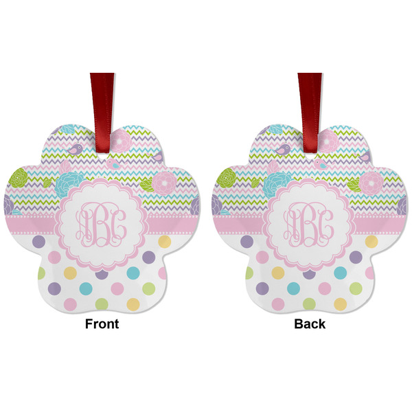 Girly Girl Metal Paw Ornament - Front and Back
