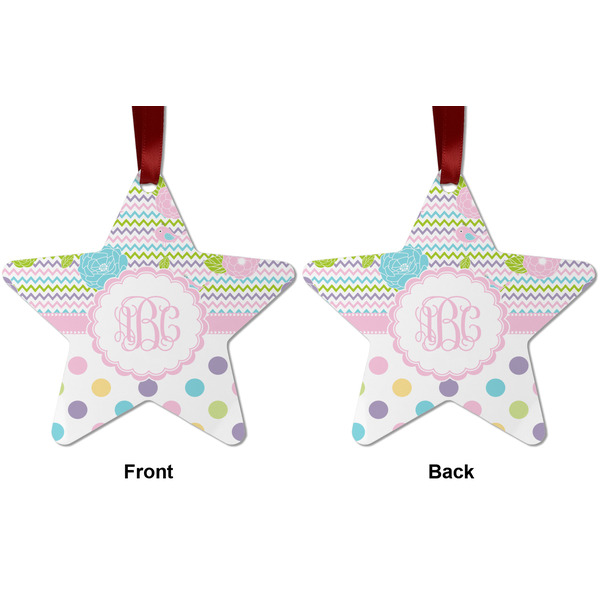 Girly Girl Metal Star Ornament - Front and Back