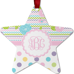 Girly Girl Metal Star Ornament - Double Sided w/ Monogram