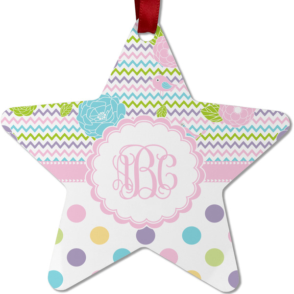 Custom Girly Girl Metal Star Ornament - Double Sided w/ Monogram