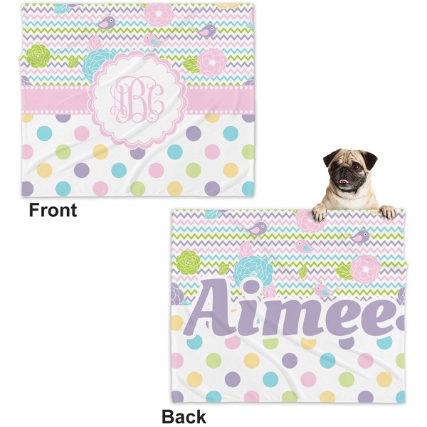 Girly Girl Microfleece Dog Blanket - Large- Front & Back