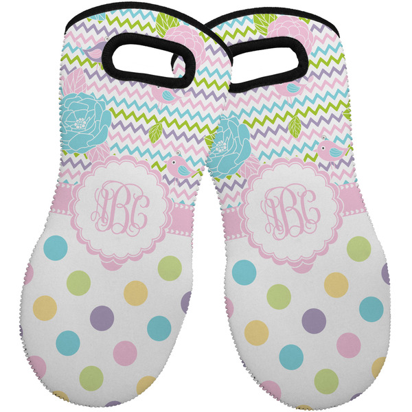 Custom Girly Girl Neoprene Oven Mitts - Set of 2 w/ Monogram
