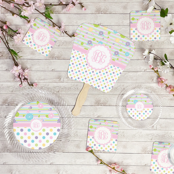Girly Girl Party Supplies Combination Image - All items - Plates, Coasters, Fans