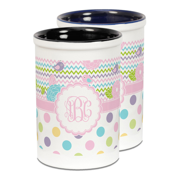 Custom Girly Girl Ceramic Pencil Holder - Large