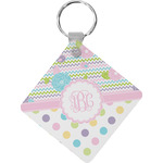 Girly Girl Diamond Plastic Keychain w/ Monogram