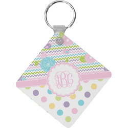 Girly Girl Diamond Plastic Keychain w/ Monogram