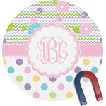 Girly Girl Round Fridge Magnet (Personalized)