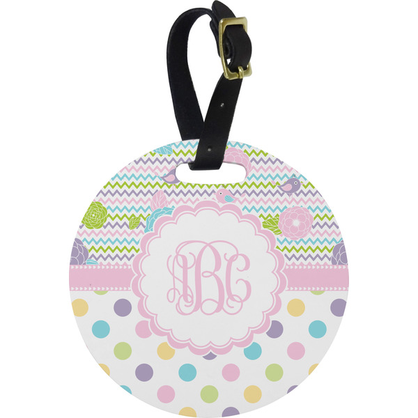 Custom Girly Girl Plastic Luggage Tag - Round (Personalized)