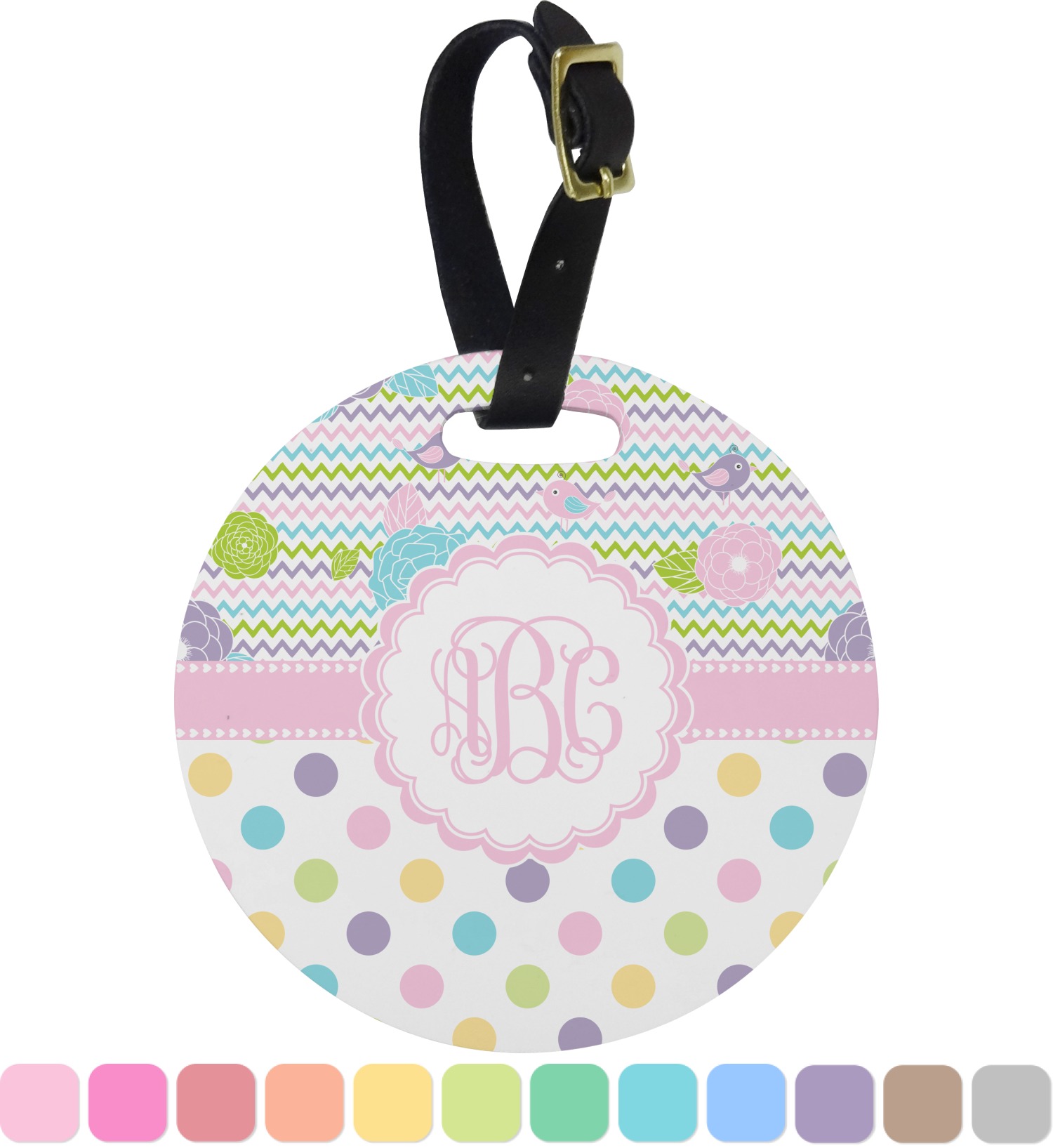Girly Girl Round Luggage Tag (Personalized) YouCustomizeIt