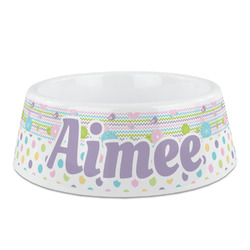 Girly Girl Plastic Dog Bowl (Personalized)