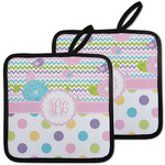 Girly Girl Pot Holders - Set of 2 w/ Monogram