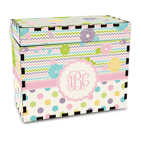 Custom Girly Girl Wood Recipe Box - Full Color Print (Personalized)