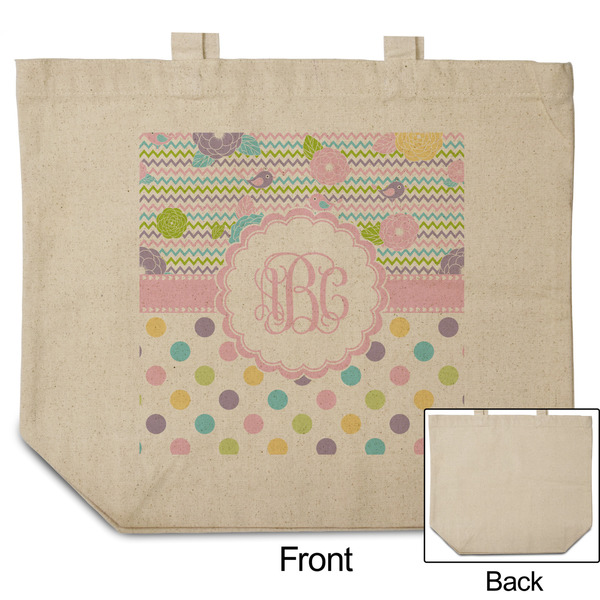 Girly Girl Reusable Cotton Grocery Bag - Front & Back View