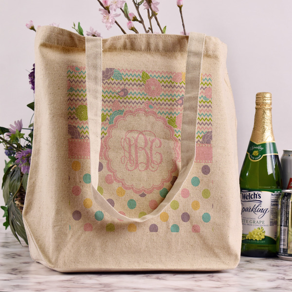Girly Girl Reusable Cotton Grocery Bag - In Context