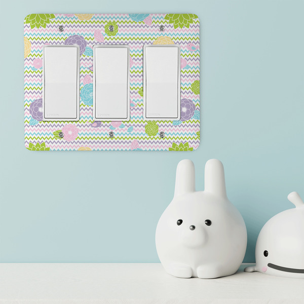 Girly Girl Rocker Light Switch Covers - Triple - IN CONTEXT