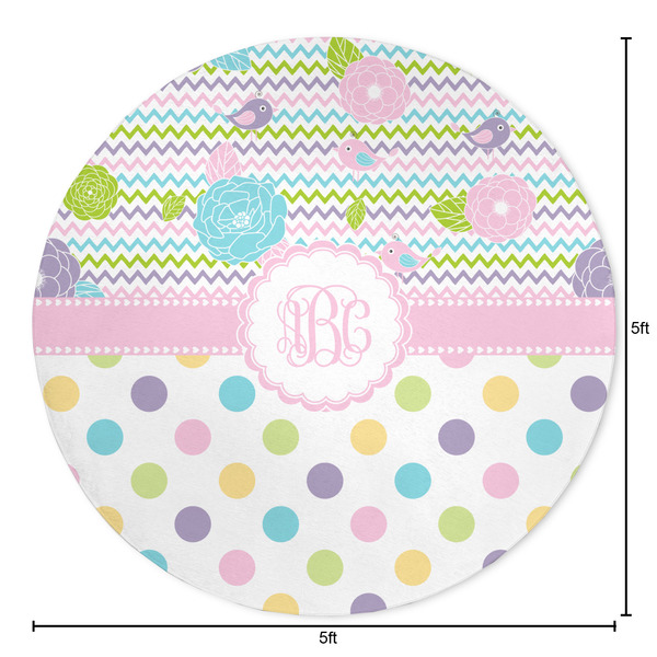 Girly Girl Round Area Rug - Size