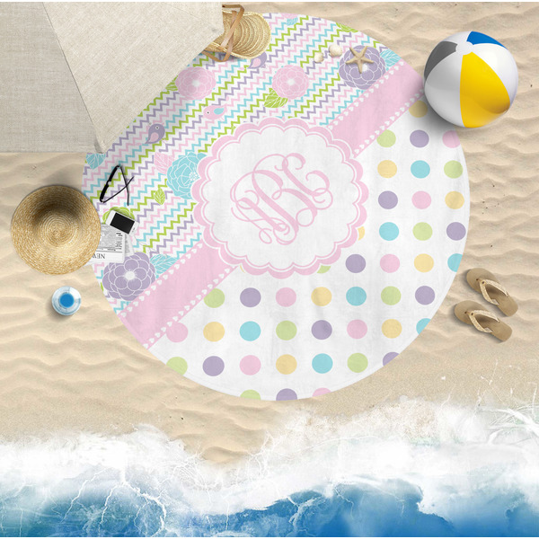Girly Girl Round Beach Towel Lifestyle