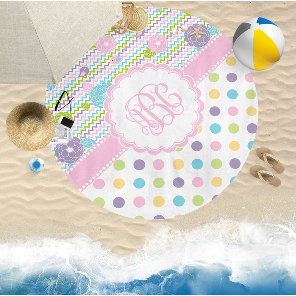 Girly Girl Round Beach Towel Lifestyle