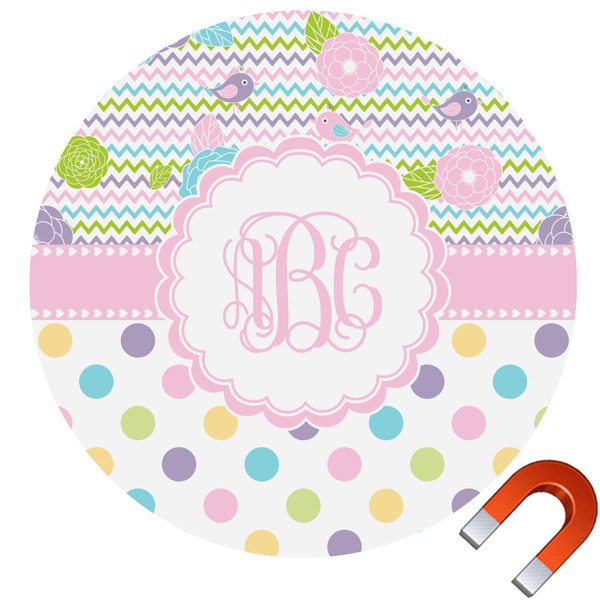 Custom Girly Girl Round Car Magnet - 6" (Personalized)