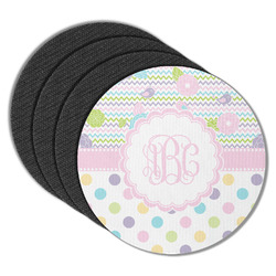 Girly Girl Round Rubber Backed Coasters - Set of 4 (Personalized)