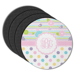 Girly Girl Round Rubber Backed Coasters - Set of 4 (Personalized)
