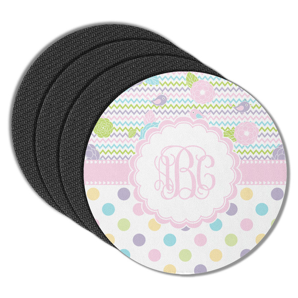 Custom Girly Girl Round Rubber Backed Coasters - Set of 4 (Personalized)